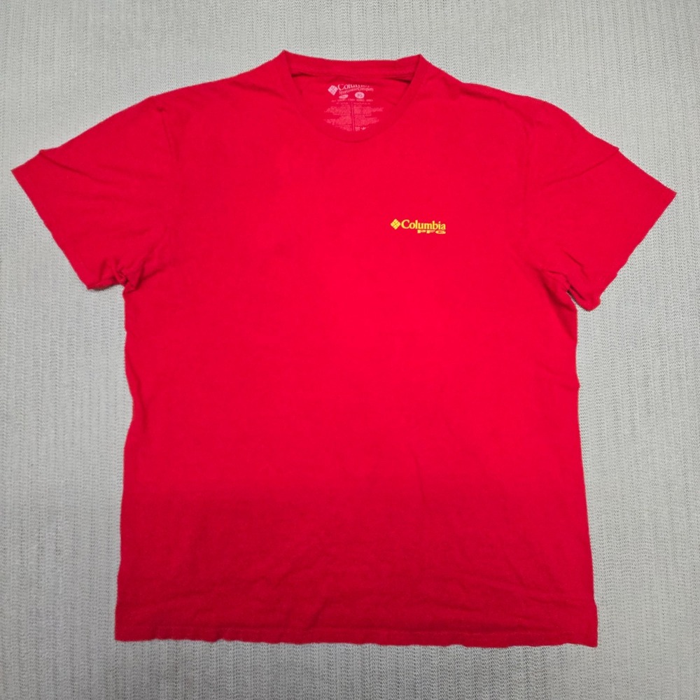 Columbia Shirt Mens XL Red Performance Fishing Gear PFG Short Sleeve Graphic Tee